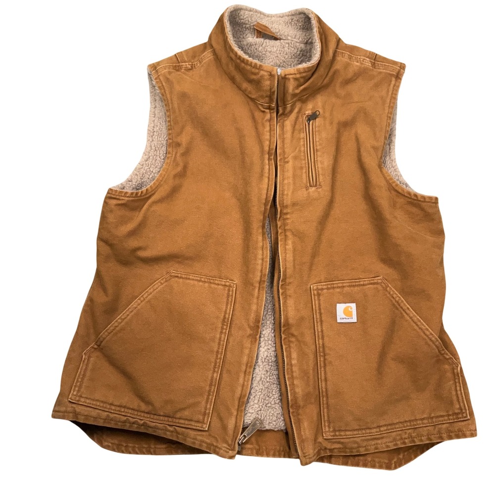Carhartt 100815-211 Vest Womens L 12/14 Brown Sherpa Lined Wildwood Gorpcore